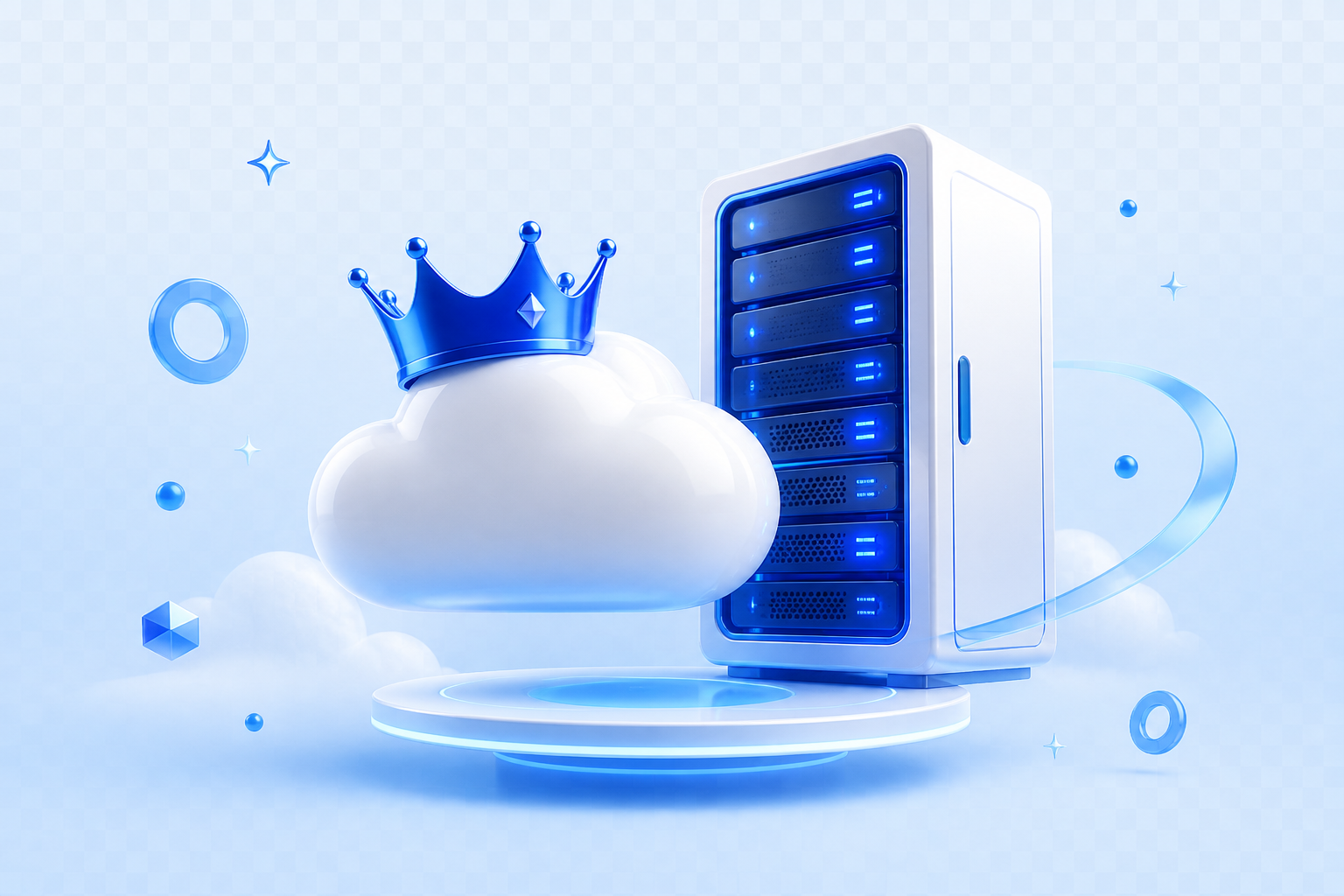 Cloud and server illustration for Hosting Kingz